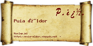 Puia Áldor névjegykártya